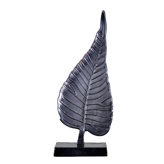 17" Aluminum Bodhi Leaf Sculpture Decorative Accent